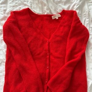 Sezane Red Barry Cardigan